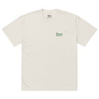Beige with green logo on a white background